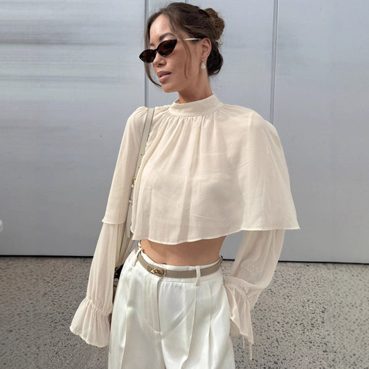 Fashion Design Sense Irregular High-neck Long Sleeve Women